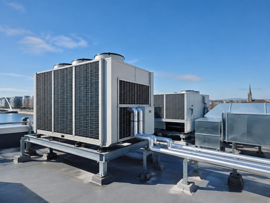 Commercial rooftop HVAC installation